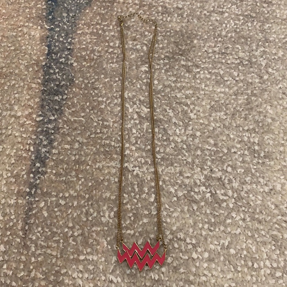 Gold and Pink chevron necklace